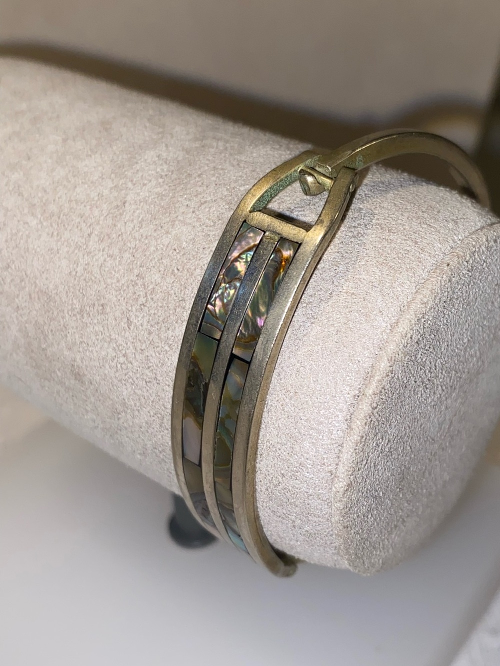 Abalone Shell Inlay 925 Silver Cuff Bracelet